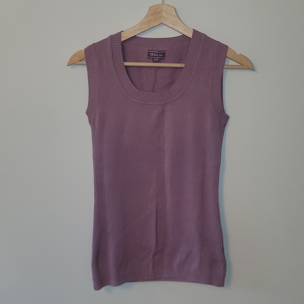 Dalia Purple Fitted Ribbed Tank Top
